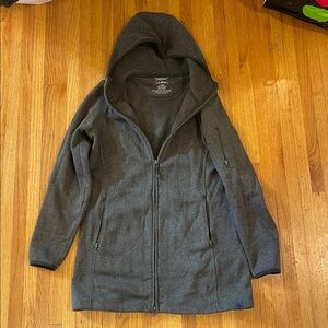 L.L. Bean Green Hooded Fleece Sweater Jacket